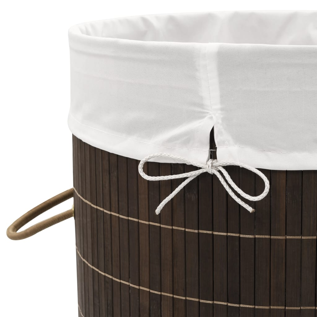 vidaXL Bamboo Laundry Bin Round Dark Brown