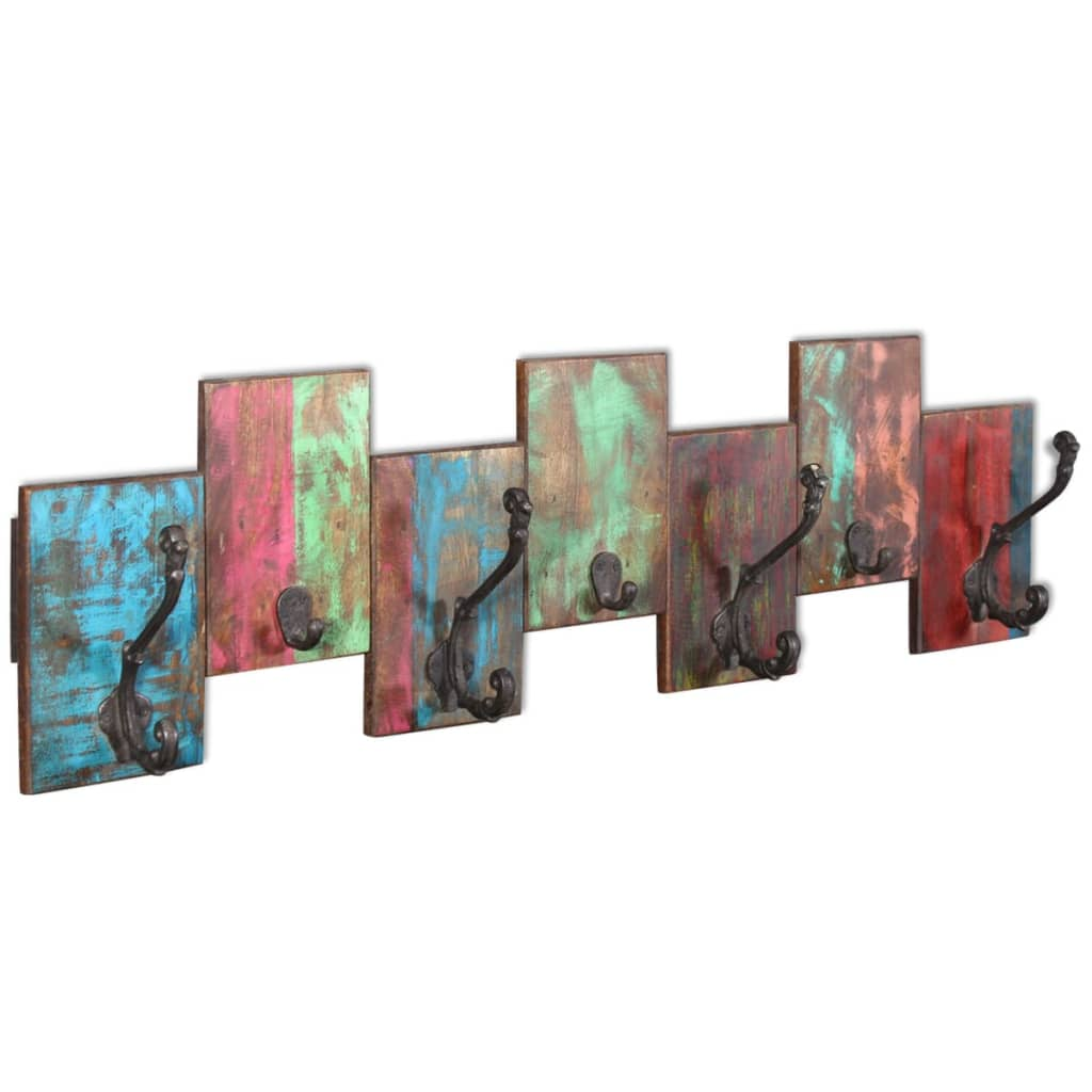 vidaXL Coat Rack with 7 Hooks Solid Reclaimed Wood