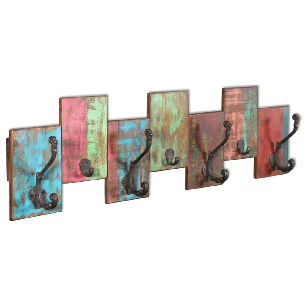 vidaXL Coat Rack with 7 Hooks Solid Reclaimed Wood