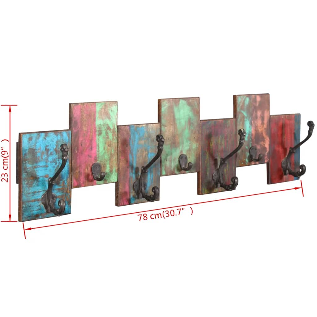 vidaXL Coat Rack with 7 Hooks Solid Reclaimed Wood