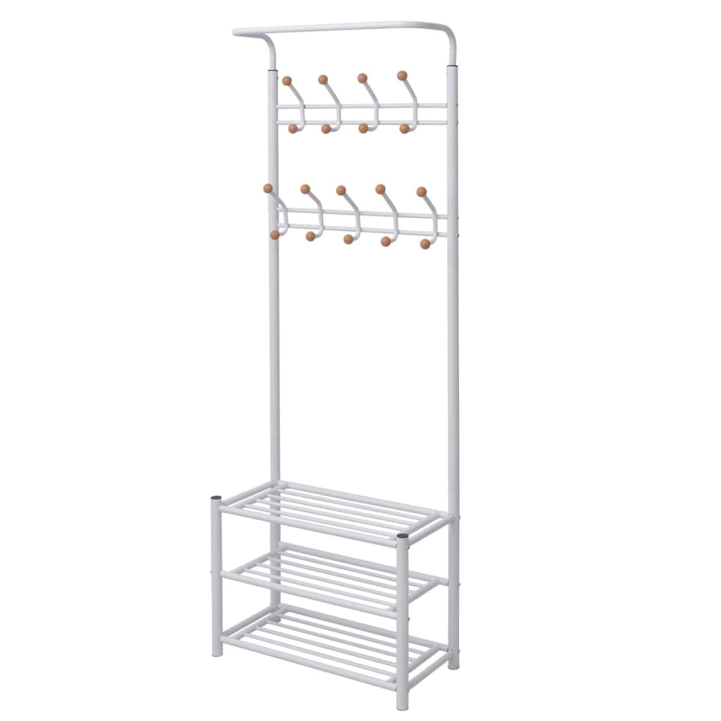 vidaXL Clothes Rack with Shoe Storage 26.8"x12.6"x71.9" White