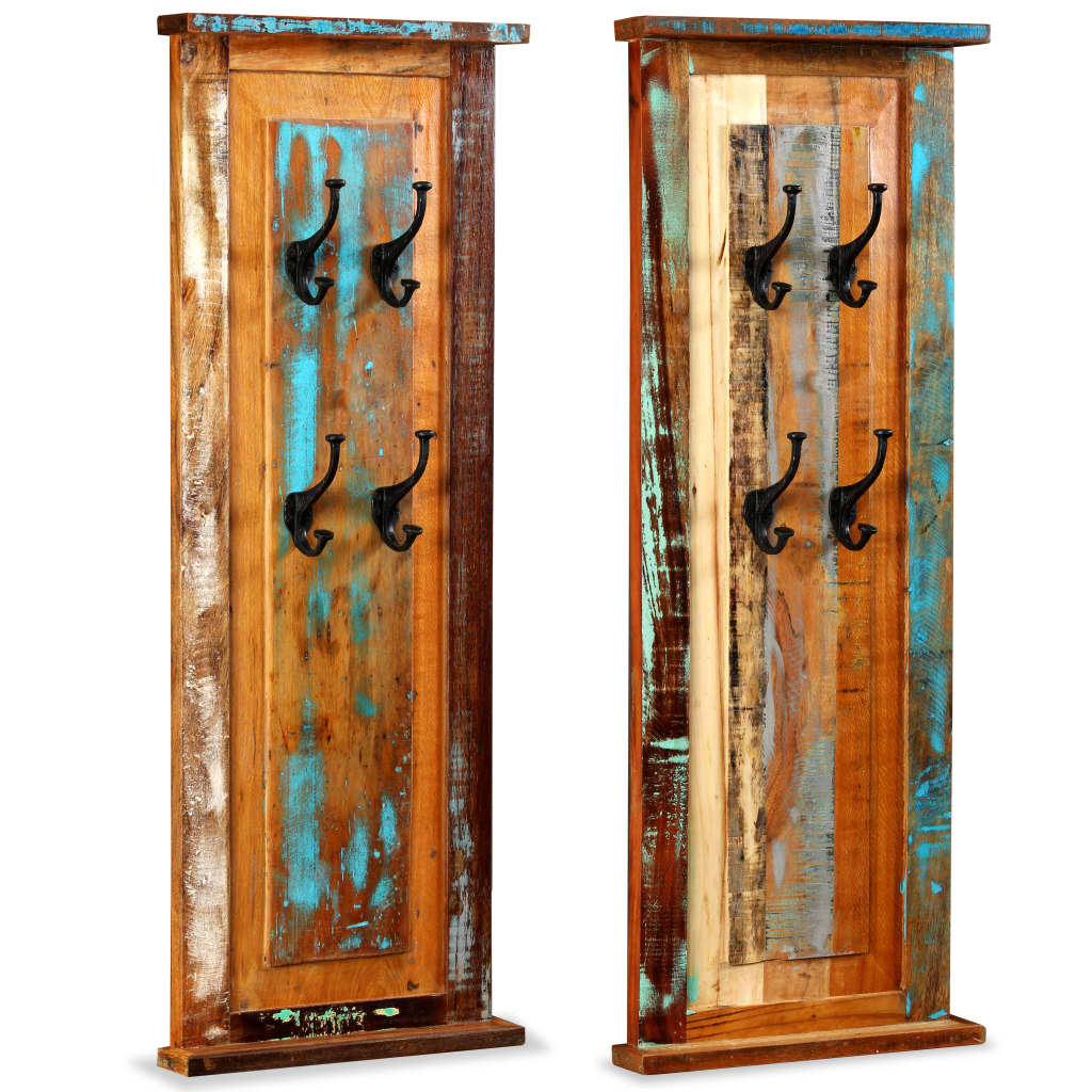 vidaXL Coat Racks 2 pcs Solid Reclaimed Wood 15"x39.4"