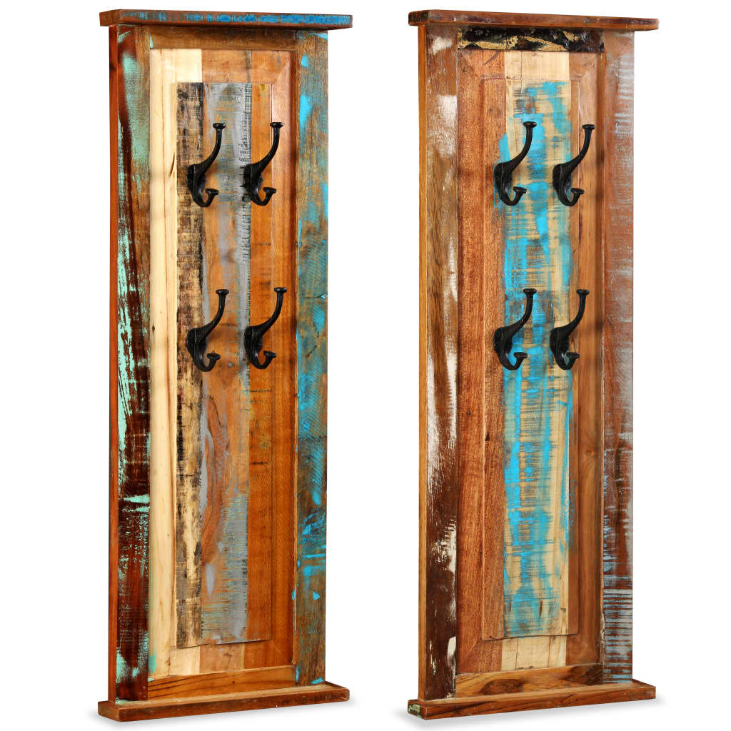 vidaXL Coat Racks 2 pcs Solid Reclaimed Wood 15"x39.4"