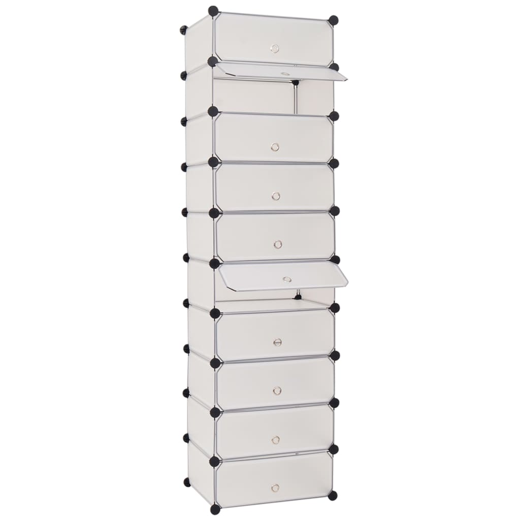 vidaXL Interlocking Shoe Organizer with 10 Compartments White