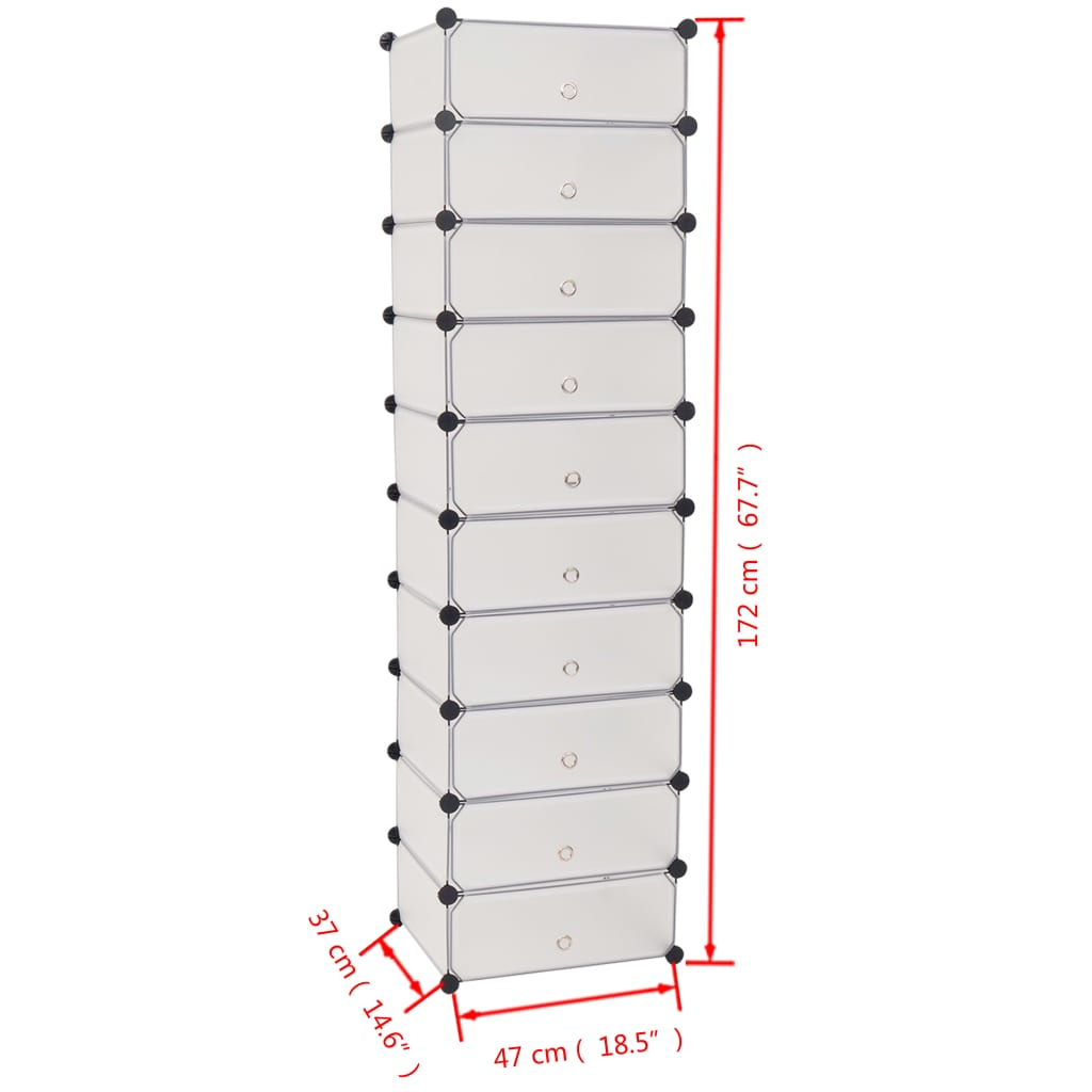 vidaXL Interlocking Shoe Organizer with 10 Compartments White