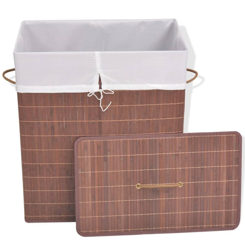 vidaXL Bamboo Laundry Bin Rectangular Brown