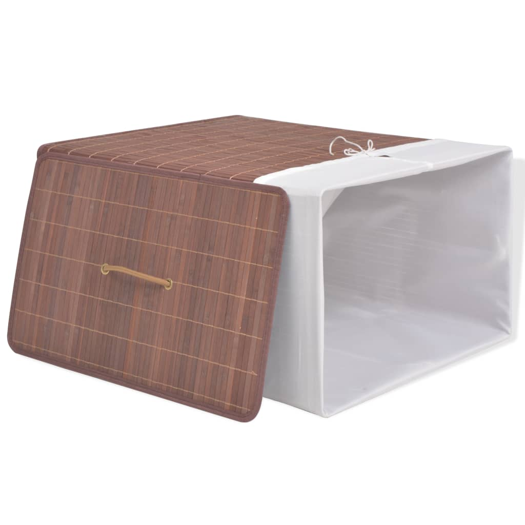 vidaXL Bamboo Laundry Bin Rectangular Brown