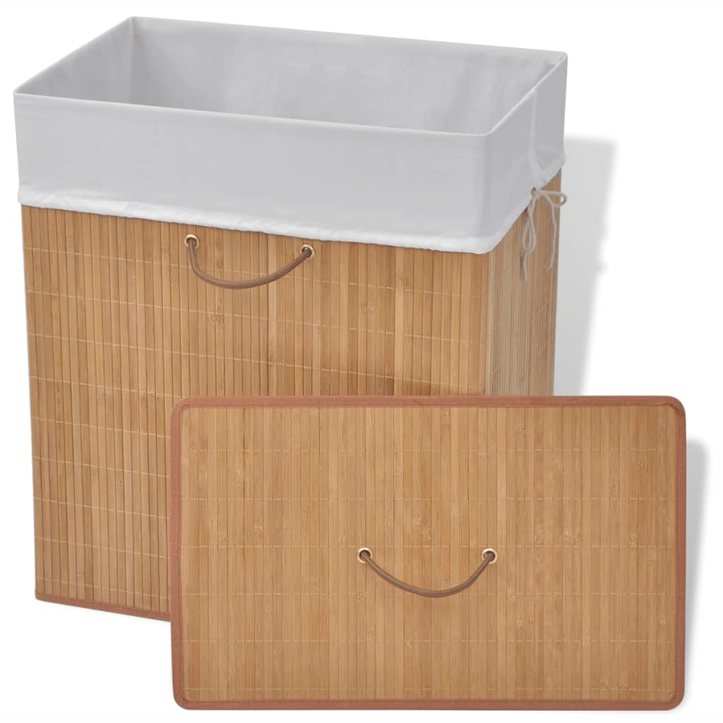 vidaXL Bamboo Laundry Bin Rectangular Natural