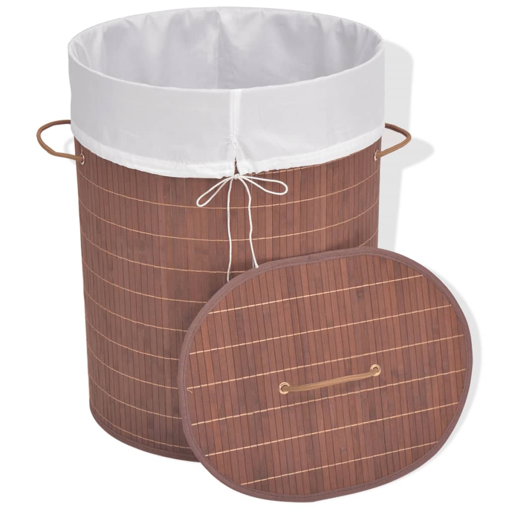 vidaXL Bamboo Laundry Bin Oval Brown