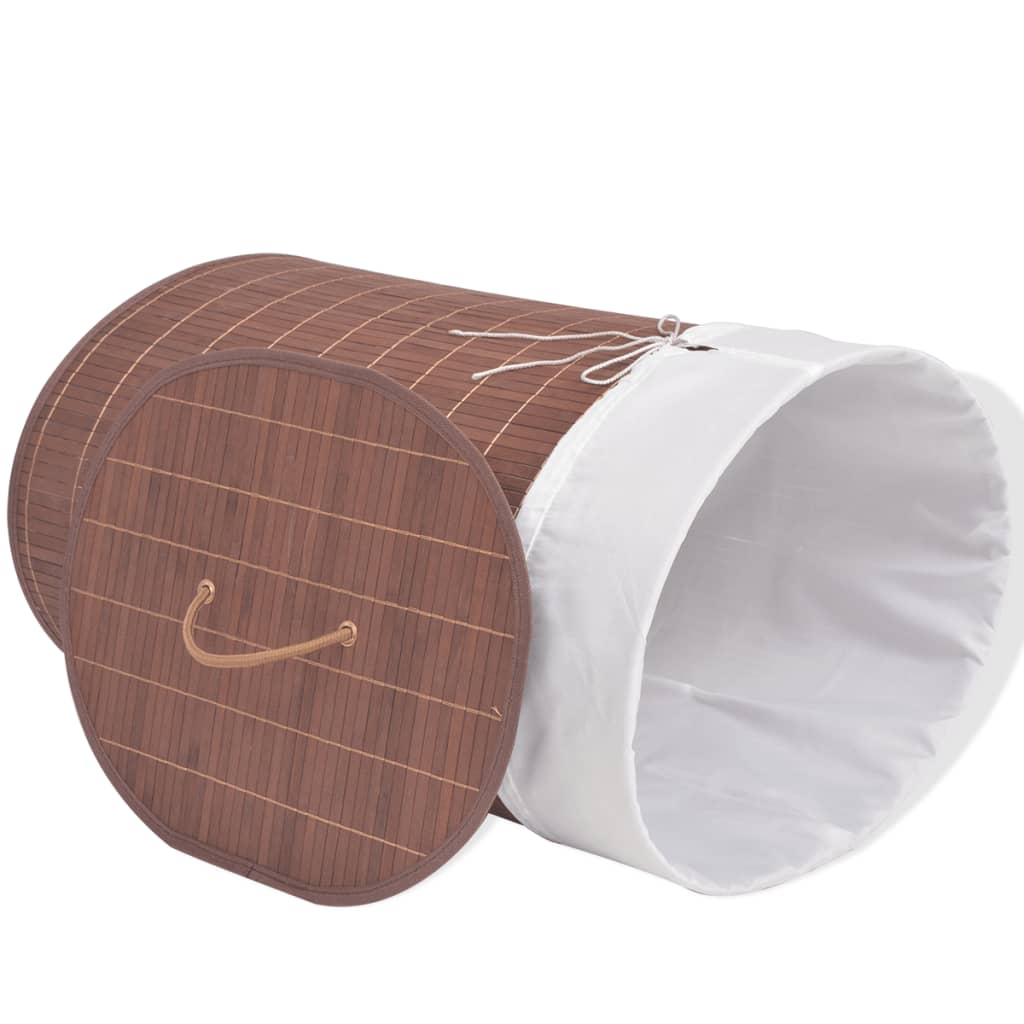 vidaXL Bamboo Laundry Bin Oval Brown