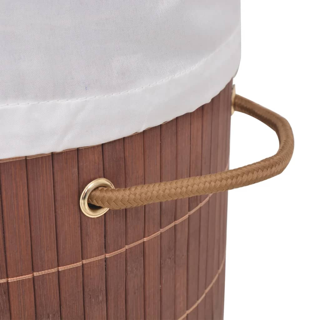 vidaXL Bamboo Laundry Bin Oval Brown