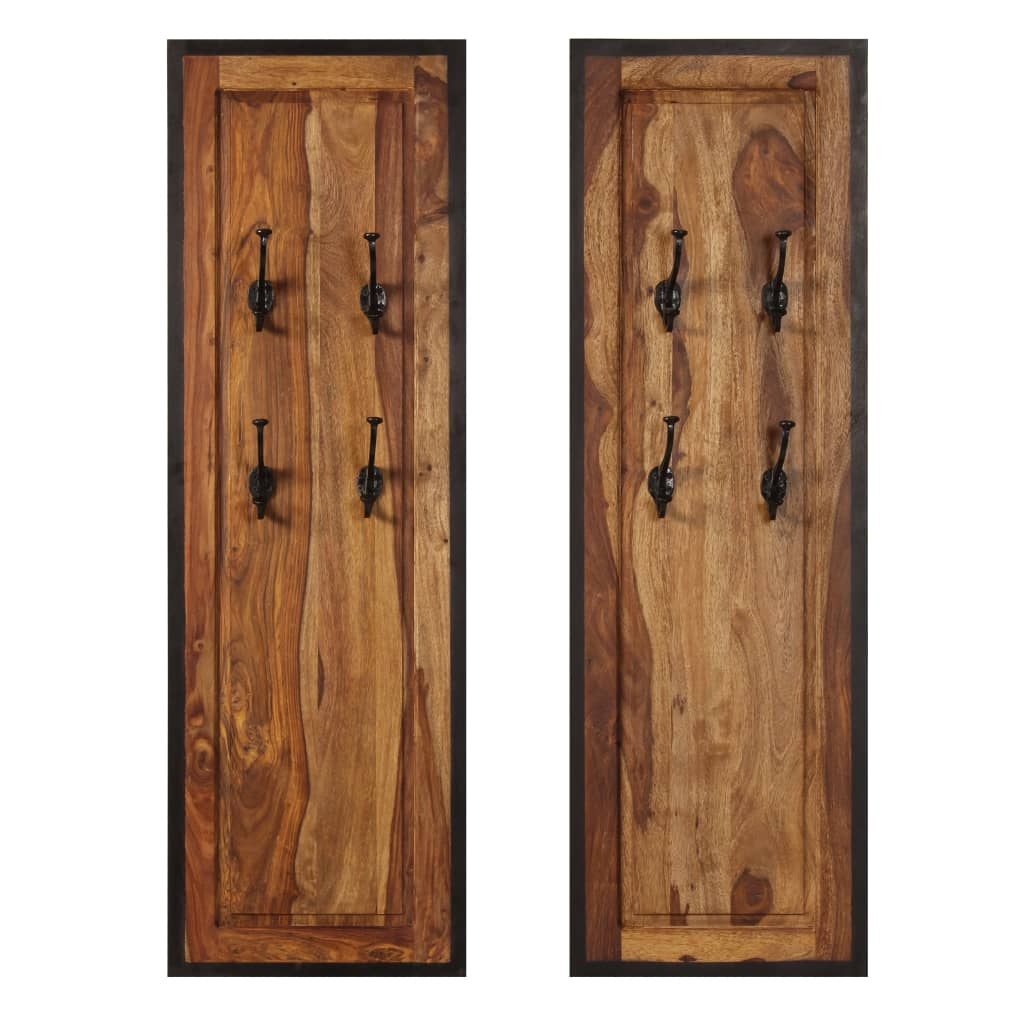 vidaXL Coat Racks 2 pcs Solid Sheesham Wood