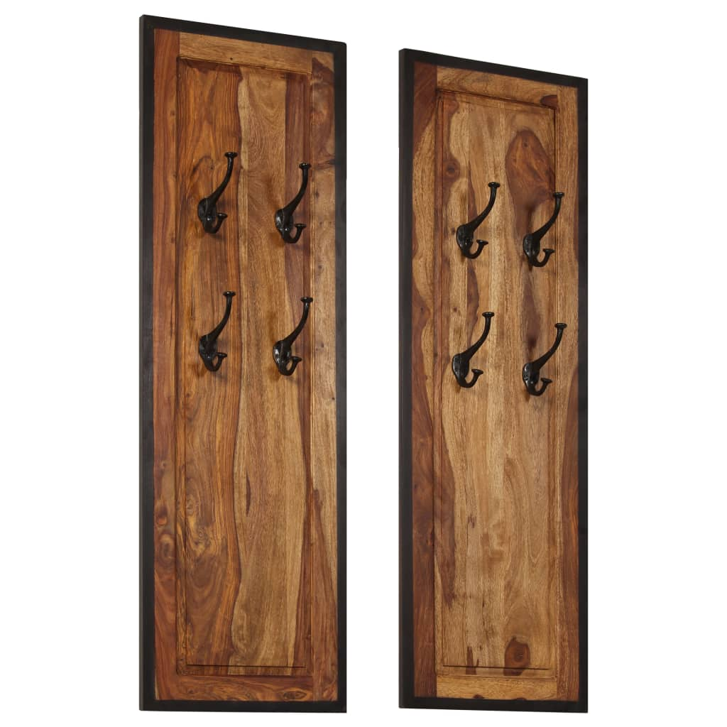 vidaXL Coat Racks 2 pcs Solid Sheesham Wood