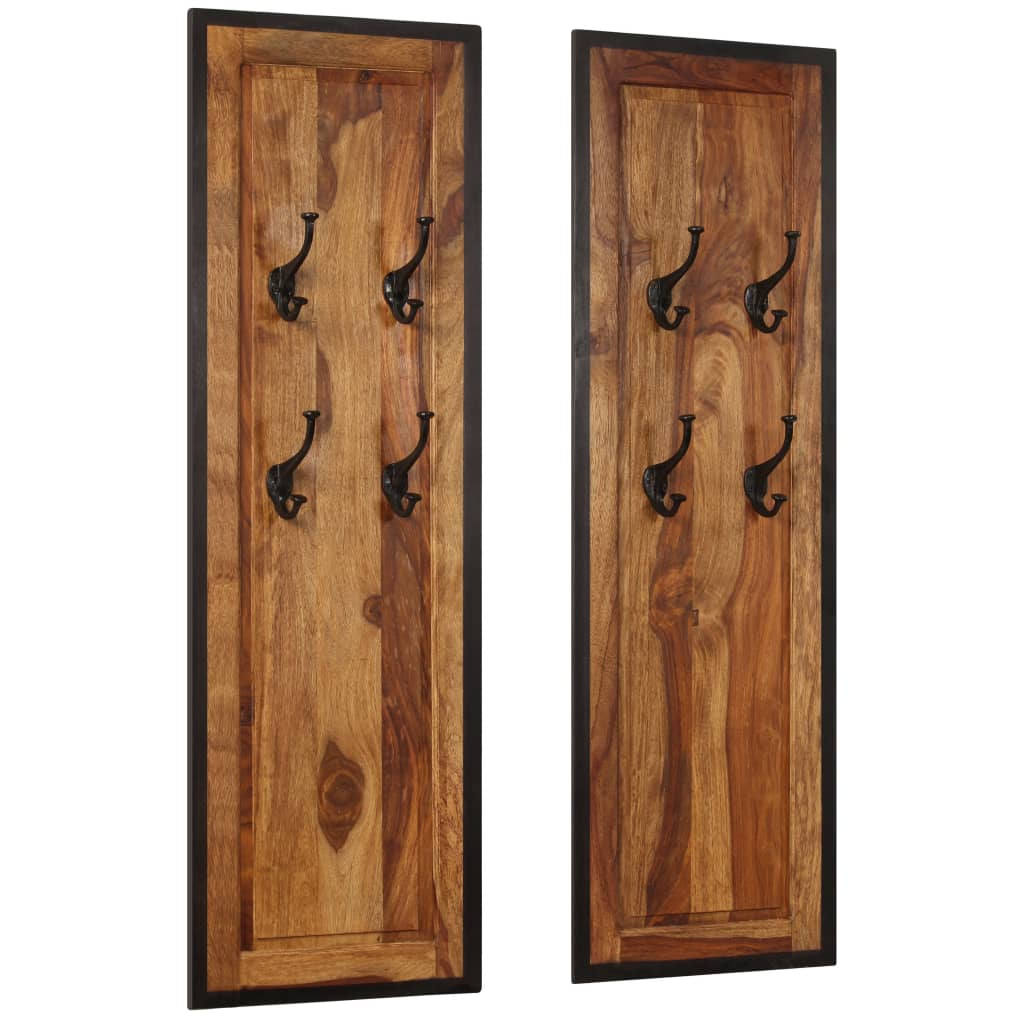 vidaXL Coat Racks 2 pcs Solid Sheesham Wood