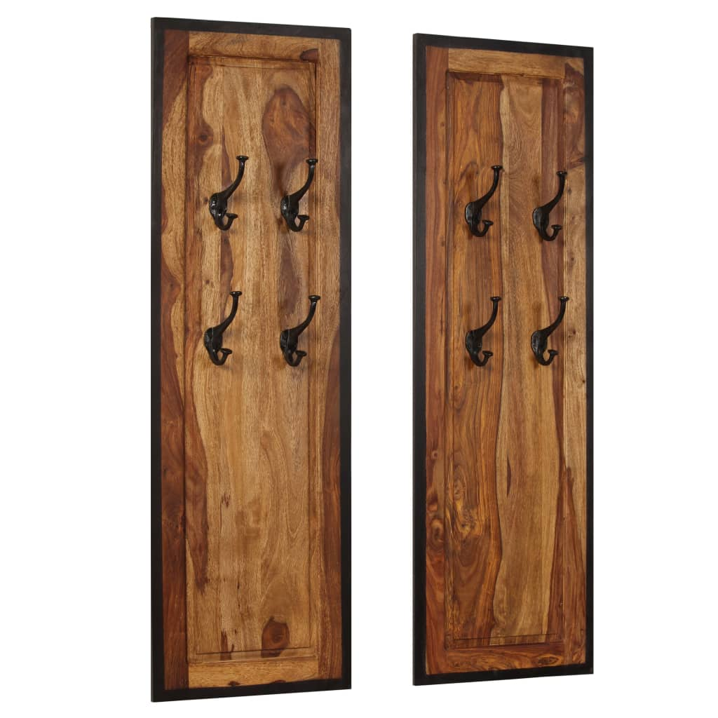 vidaXL Coat Racks 2 pcs Solid Sheesham Wood