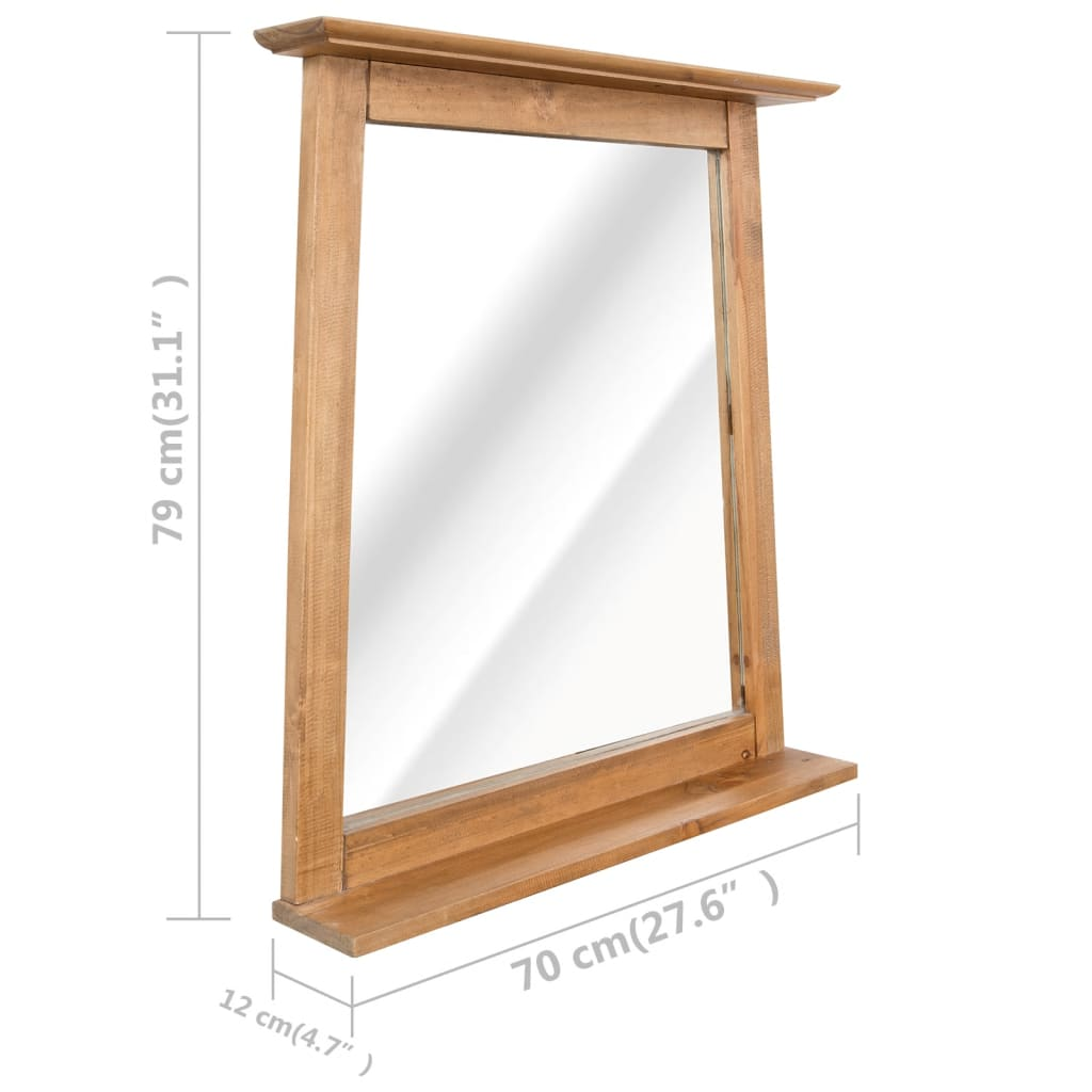 vidaXL Bathroom Mirror Solid Pinewood 27.6"x4.7"x31.1"