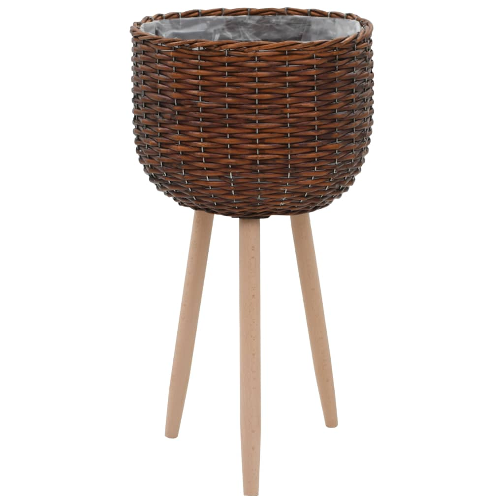 vidaXL Planter 3 pcs Wicker with PE Lining