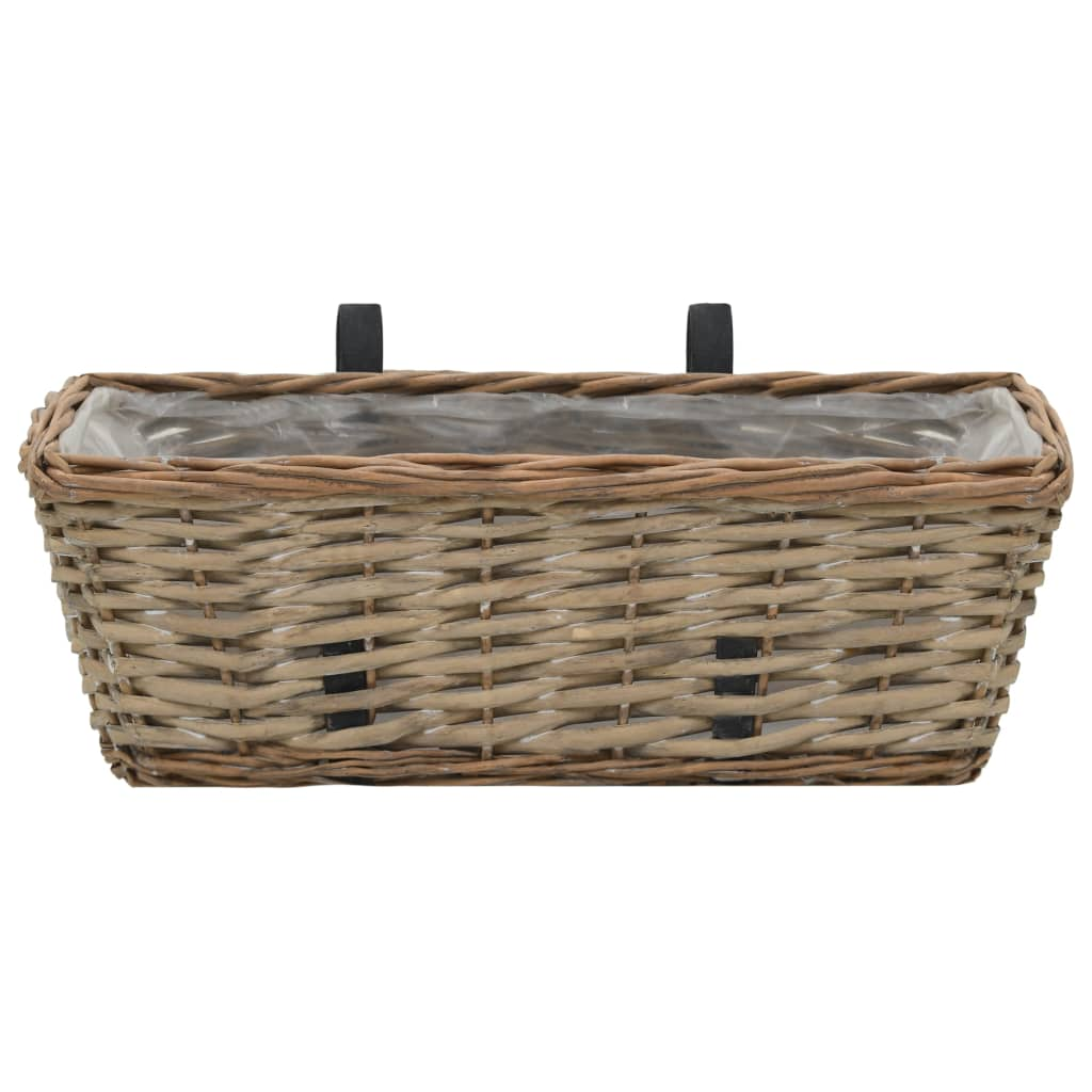 vidaXL Balcony Planter 2 pcs Wicker with PE Lining 15.7"