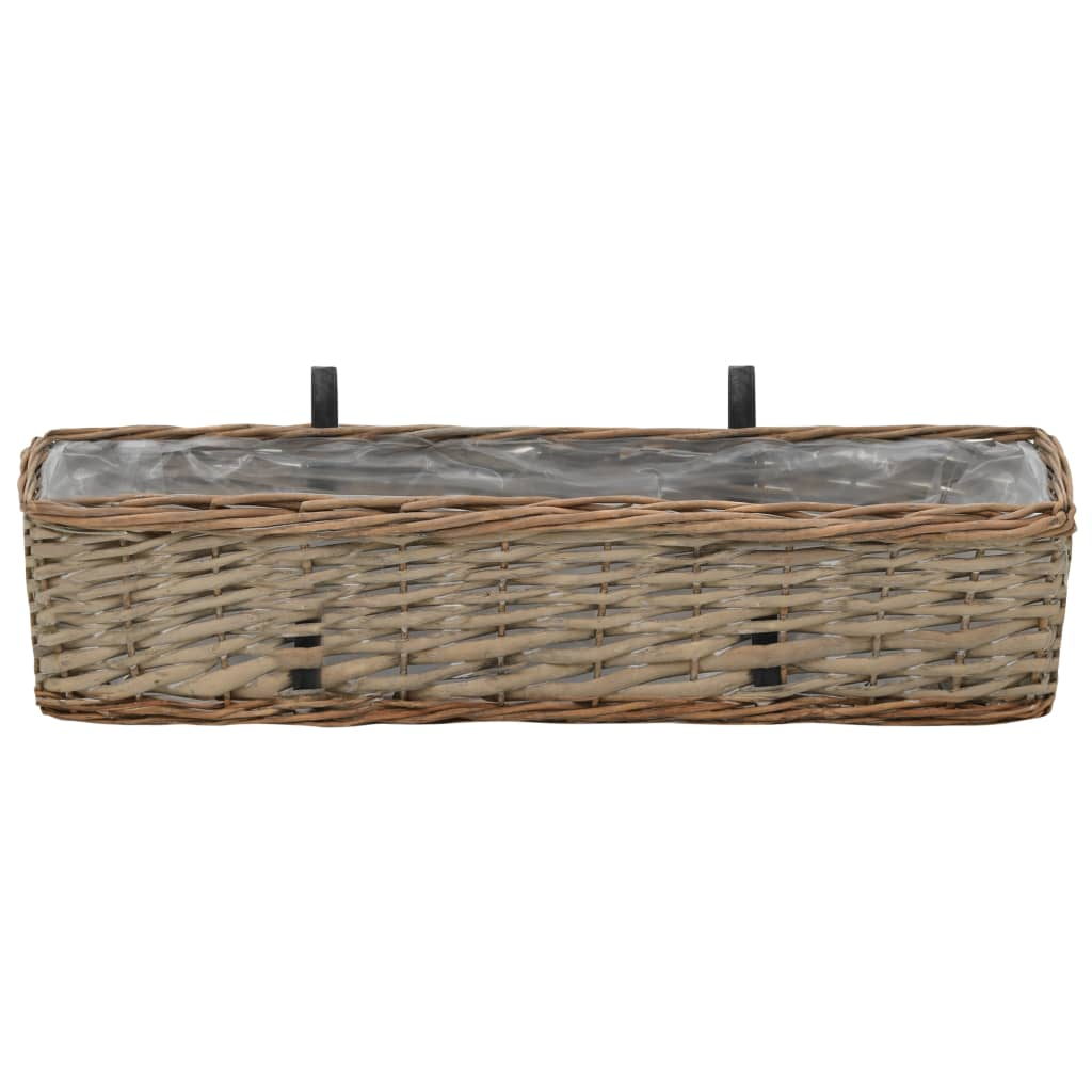 vidaXL Balcony Planter 2 pcs Wicker with PE Lining 23.6"