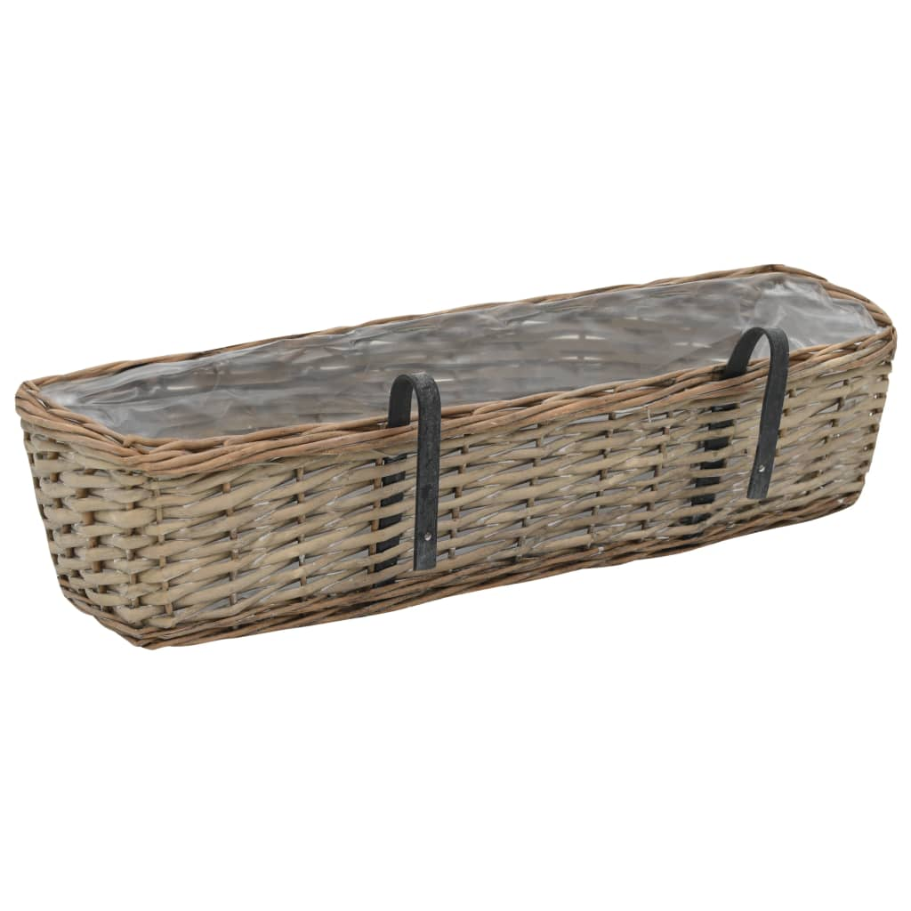 vidaXL Balcony Planter 2 pcs Wicker with PE Lining 23.6"