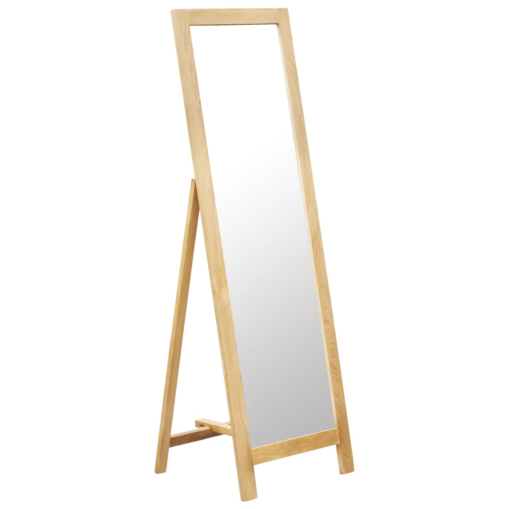 vidaXL Freestanding Mirror 18.8"x18.3"x59" Solid Oak Wood