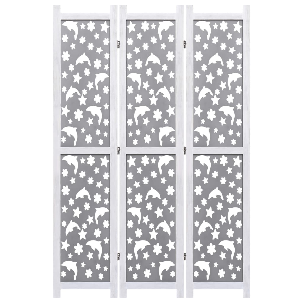 vidaXL 3-Panel Room Divider Gray 41.3"x65" Solid Wood