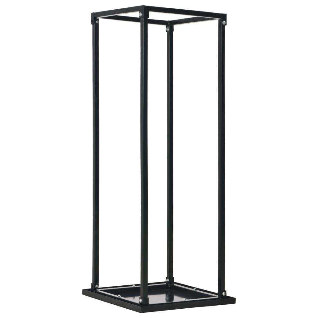 vidaXL Firewood Rack with Base Black 14.6"x14.6"x44.5" Steel