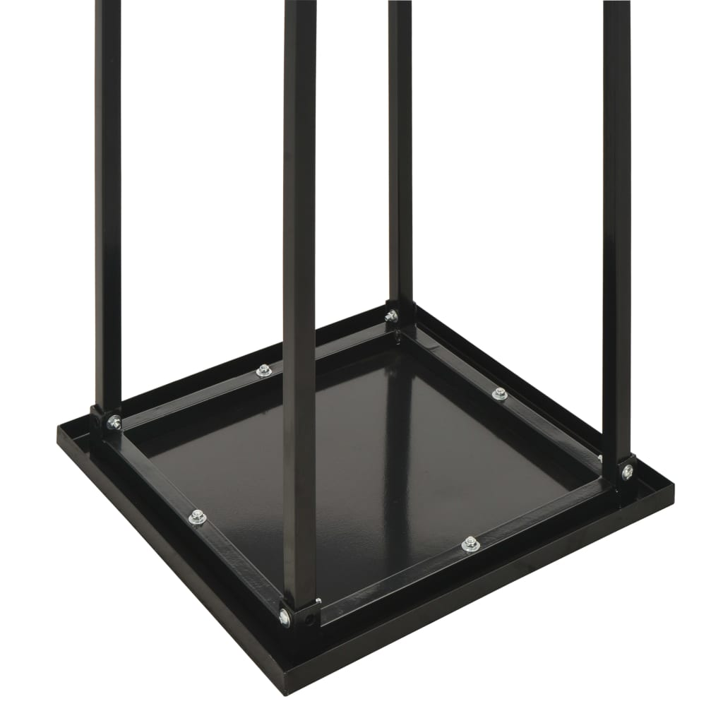 vidaXL Firewood Rack with Base Black 14.6"x14.6"x44.5" Steel