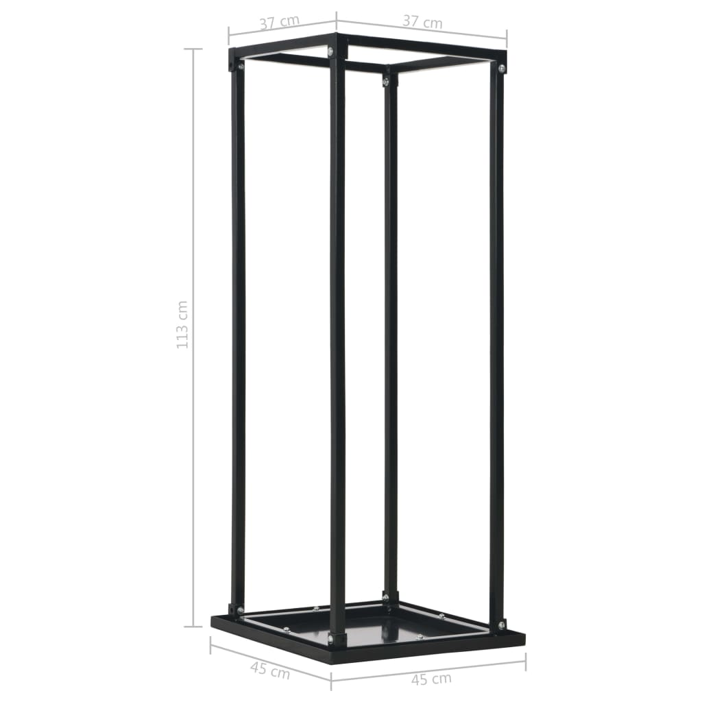 vidaXL Firewood Rack with Base Black 14.6"x14.6"x44.5" Steel