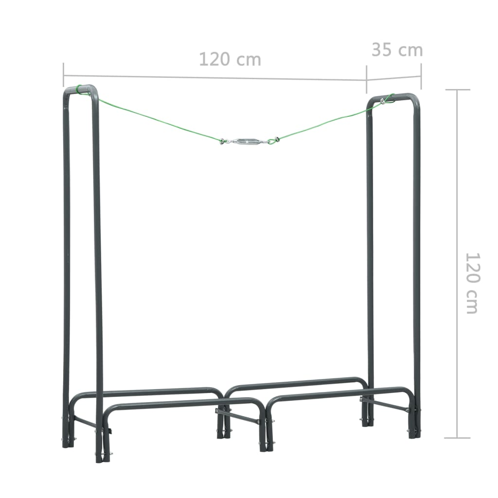 vidaXL Firewood Rack Anthracite 47.2"x13.8"x47.2" Steel