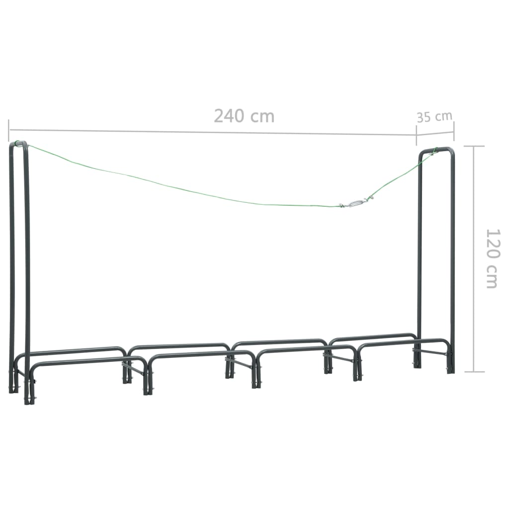 vidaXL Firewood Rack Anthracite 94.5"x13.8"x47.2" Steel