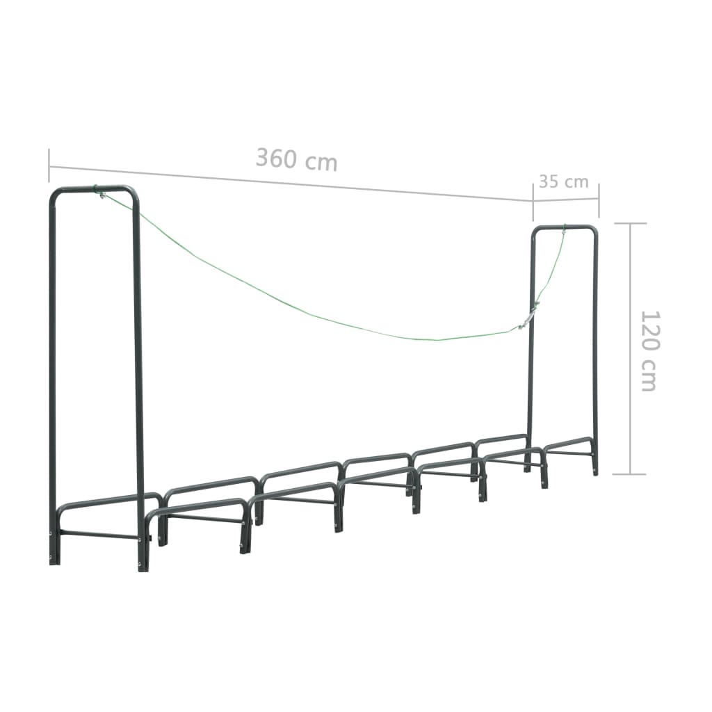 vidaXL Firewood Rack Anthracite 141.7"x13.8"x47.2" Steel