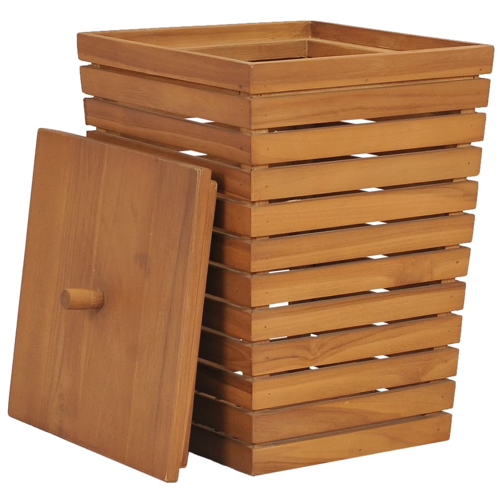 vidaXL Laundry Basket 11.8"x11.8"x17.7" Solid Teak Wood