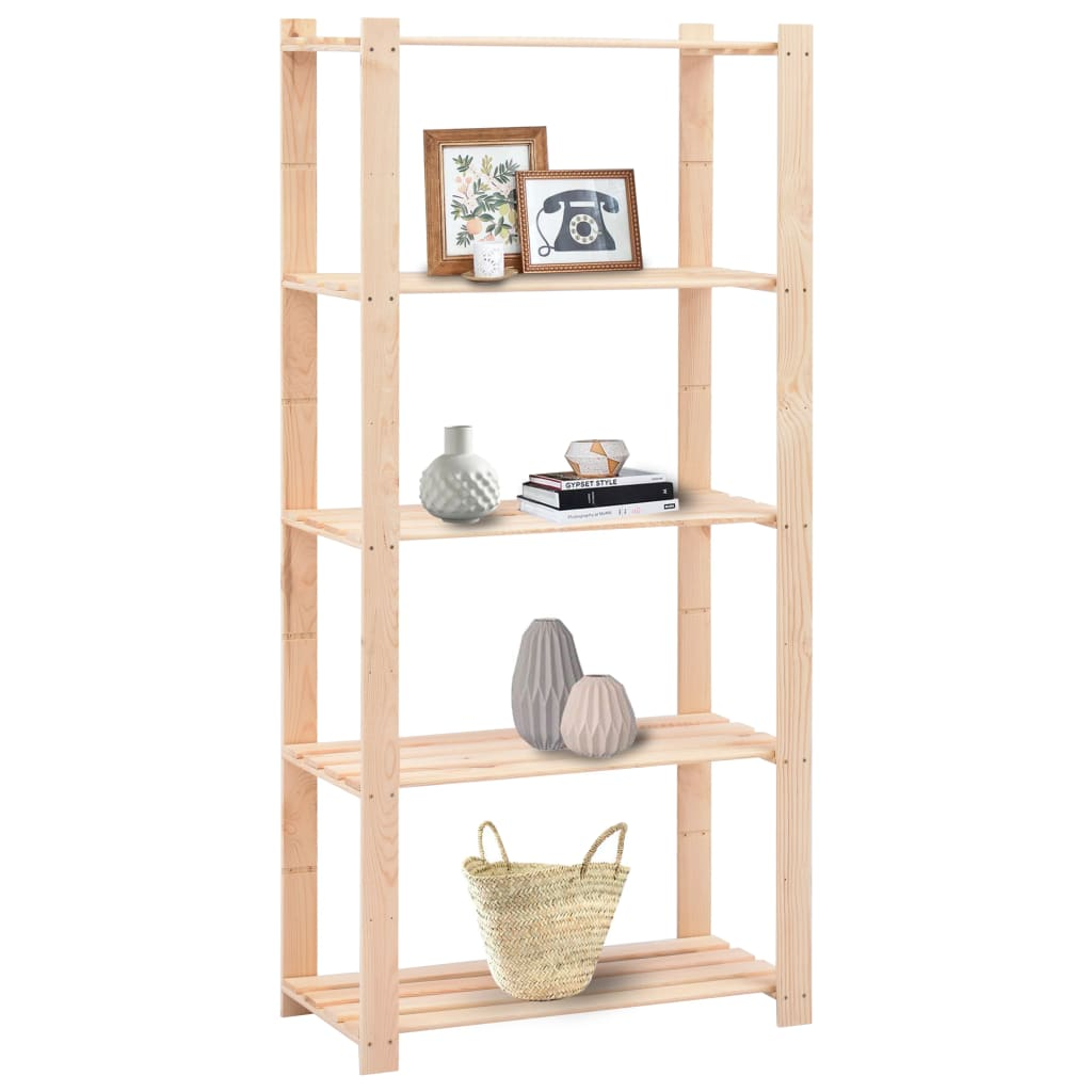 vidaXL 5-Tier Storage Racks 3 pcs 31.5"x15"x66.9" Solid Pinewood 551.2 lb