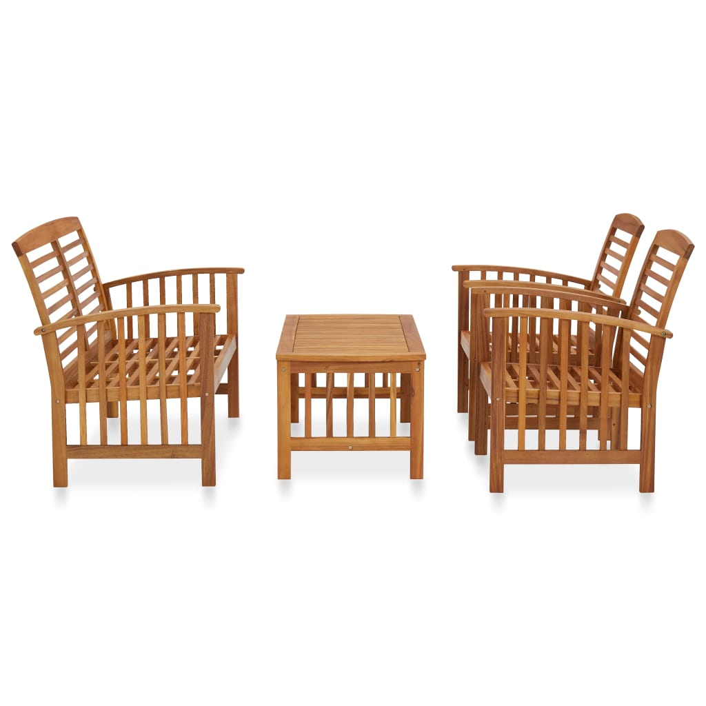 vidaXL 4 Piece Patio Lounge Set Solid Acacia Wood