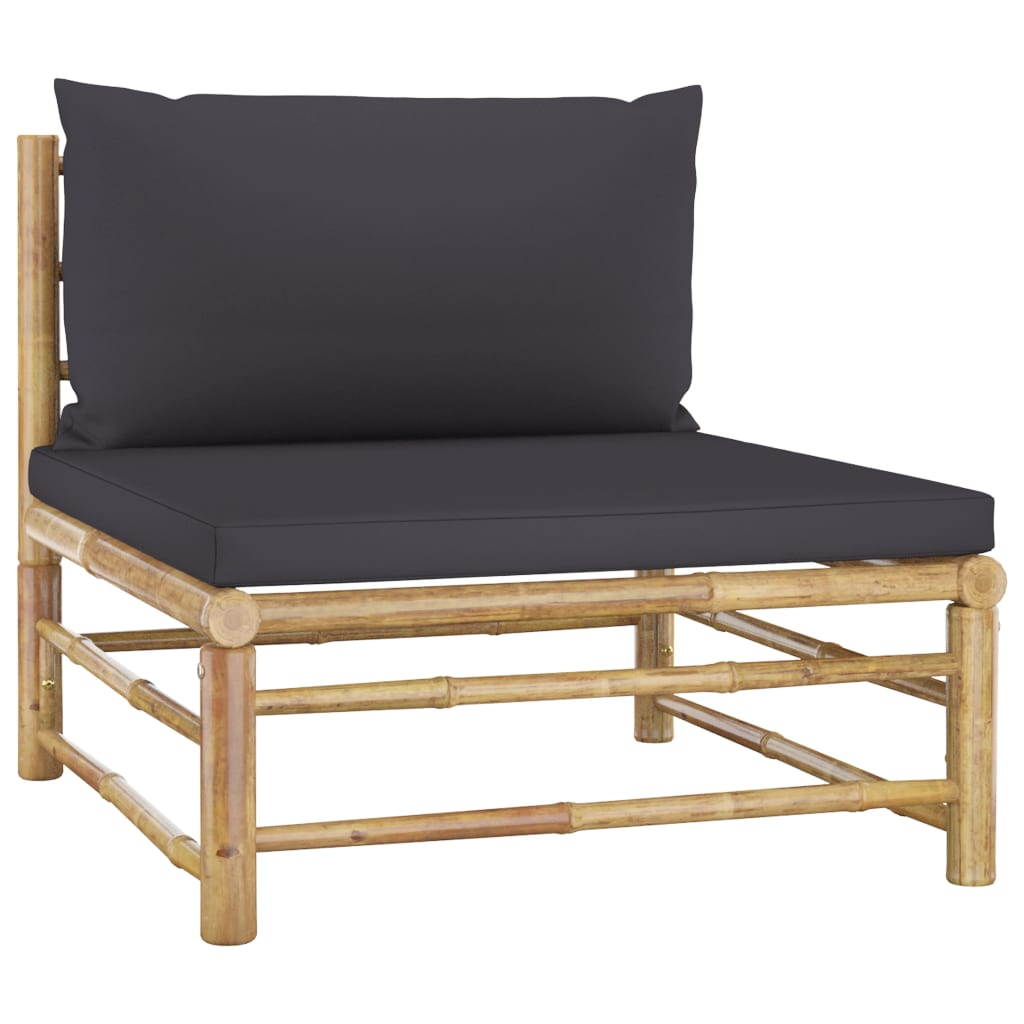 vidaXL 4 Piece Patio Lounge Set with Dark Gray Cushions Bamboo