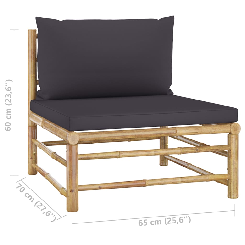 vidaXL 4 Piece Patio Lounge Set with Dark Gray Cushions Bamboo