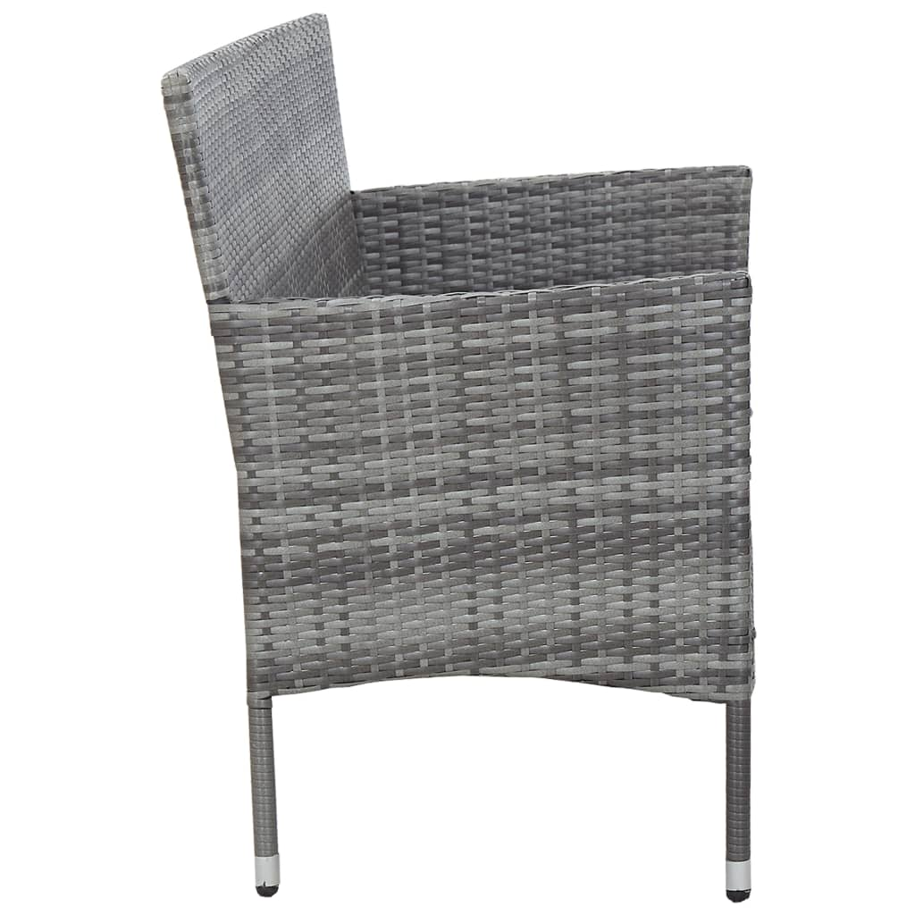 vidaXL 2 Piece Patio Lounge Set with Cushion Poly Rattan Gray