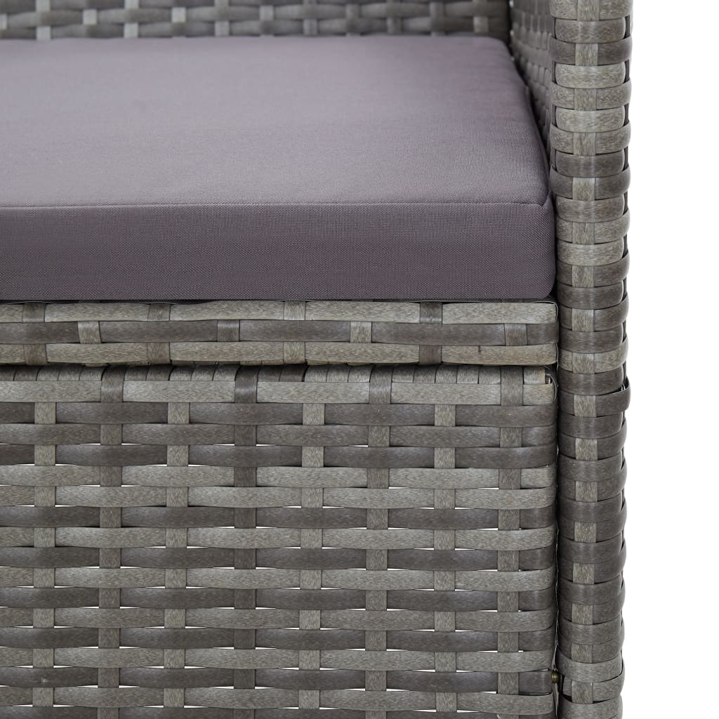 vidaXL 2 Piece Patio Lounge Set with Cushion Poly Rattan Gray