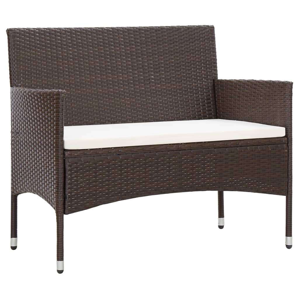 vidaXL 2 Piece Patio Lounge Set with Cushion Poly Rattan Brown