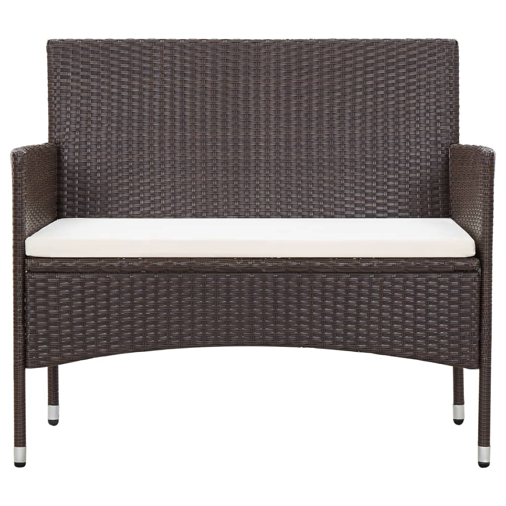 vidaXL 2 Piece Patio Lounge Set with Cushion Poly Rattan Brown