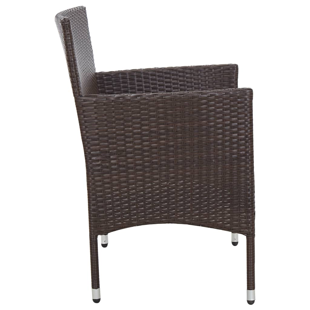 vidaXL 2 Piece Patio Lounge Set with Cushion Poly Rattan Brown