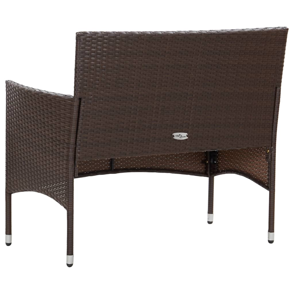 vidaXL 2 Piece Patio Lounge Set with Cushion Poly Rattan Brown