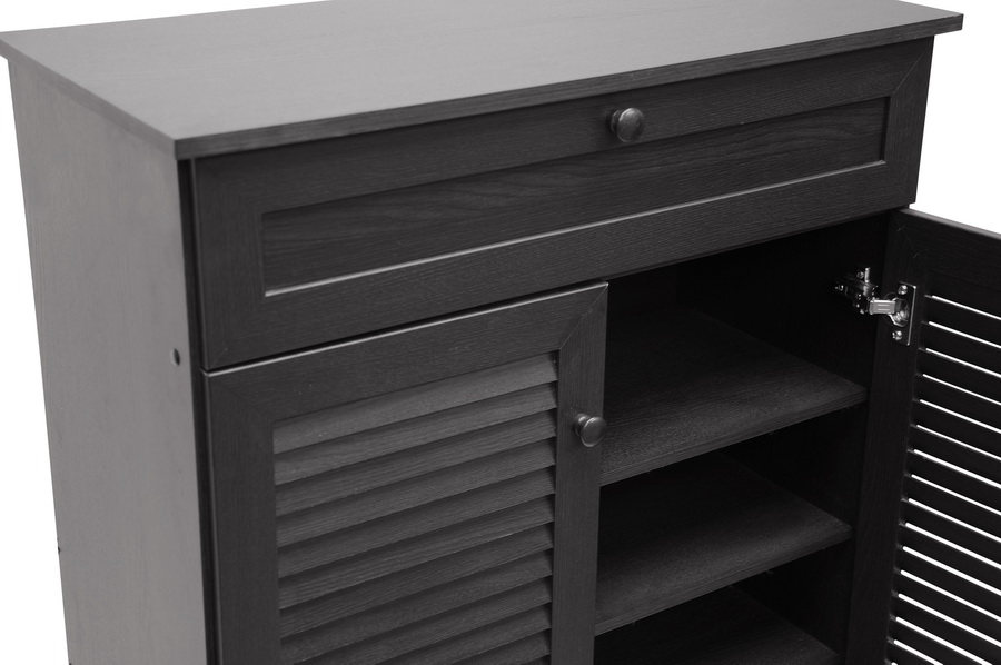 Baxton Studio Harding Espresso Shoe-Storage Cabinet