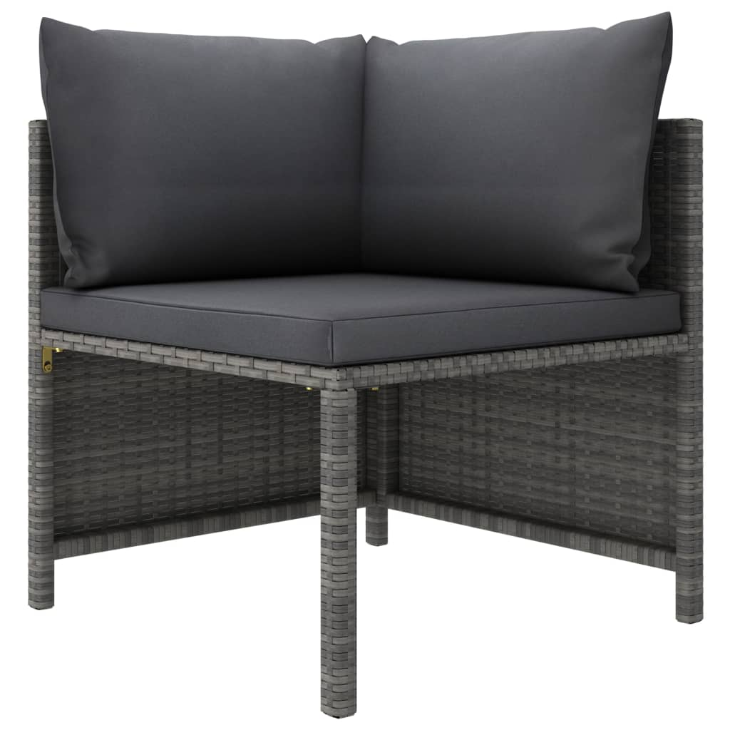 vidaXL 5 Piece Patio Lounge Set with Cushions Poly Rattan Gray