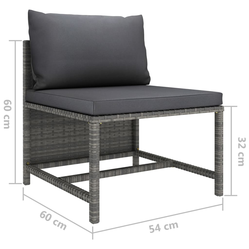 vidaXL 5 Piece Patio Lounge Set with Cushions Poly Rattan Gray