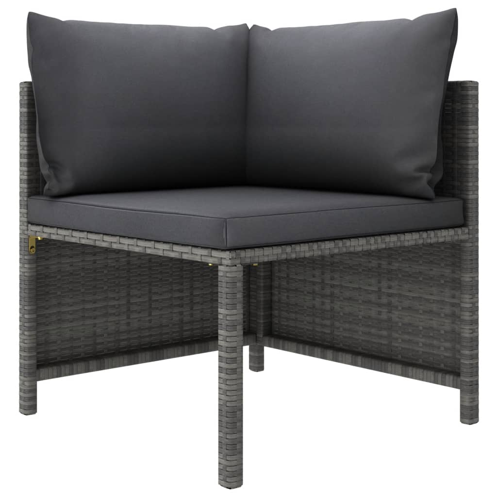 vidaXL 3 Piece Patio Lounge Set with Cushions Poly Rattan Gray