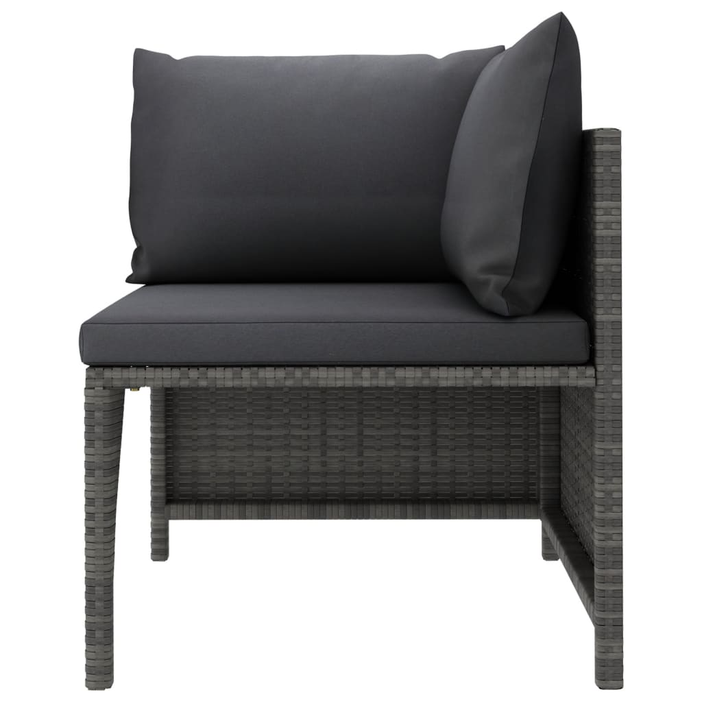 vidaXL 3 Piece Patio Lounge Set with Cushions Poly Rattan Gray