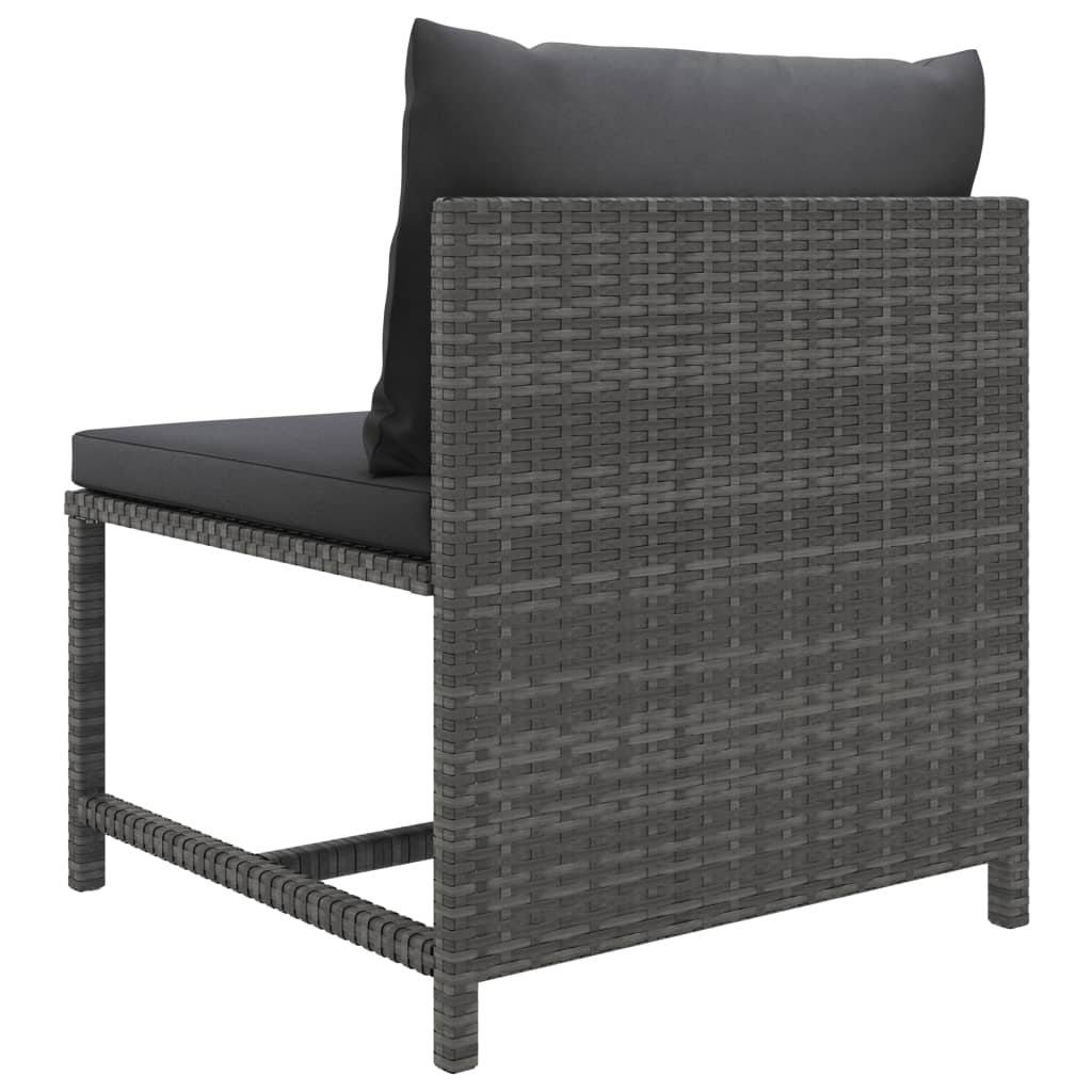 vidaXL 5 Piece Patio Lounge Set with Cushions Poly Rattan Gray