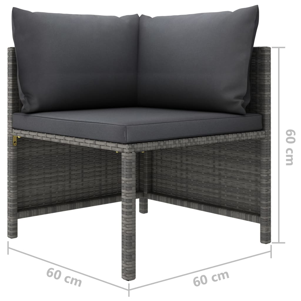 vidaXL 5 Piece Patio Lounge Set with Cushions Poly Rattan Gray